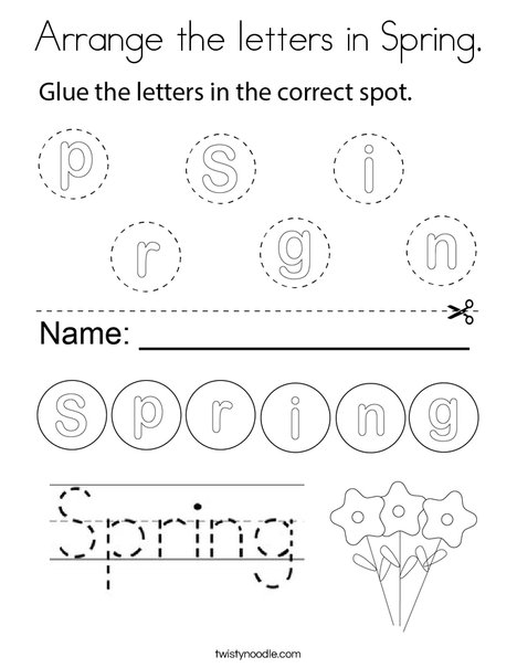 Arrange the letters in spring coloring page