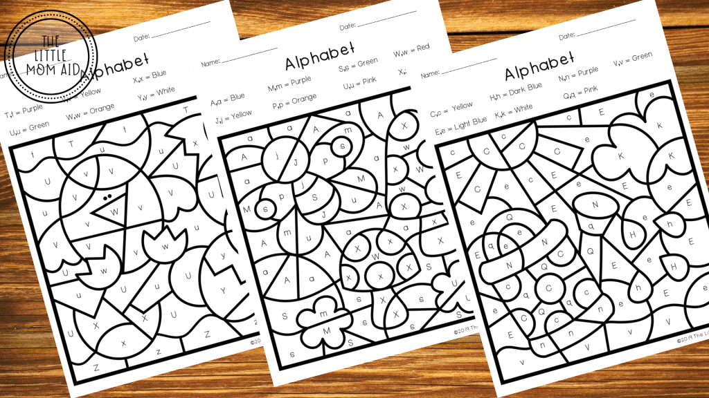 Spring color by letter worksheets