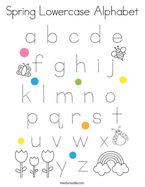 Spring lowercase alphabet coloring page