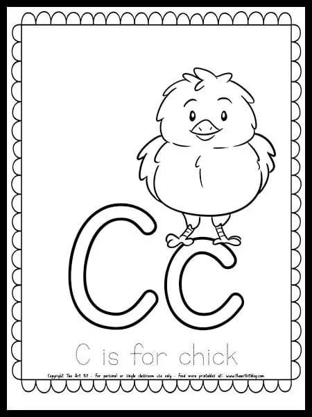 Letter c is for chick free spring coloring page â the art kit