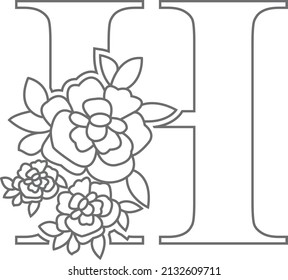 Floral alphabet letter coloring book kids stock vector royalty free