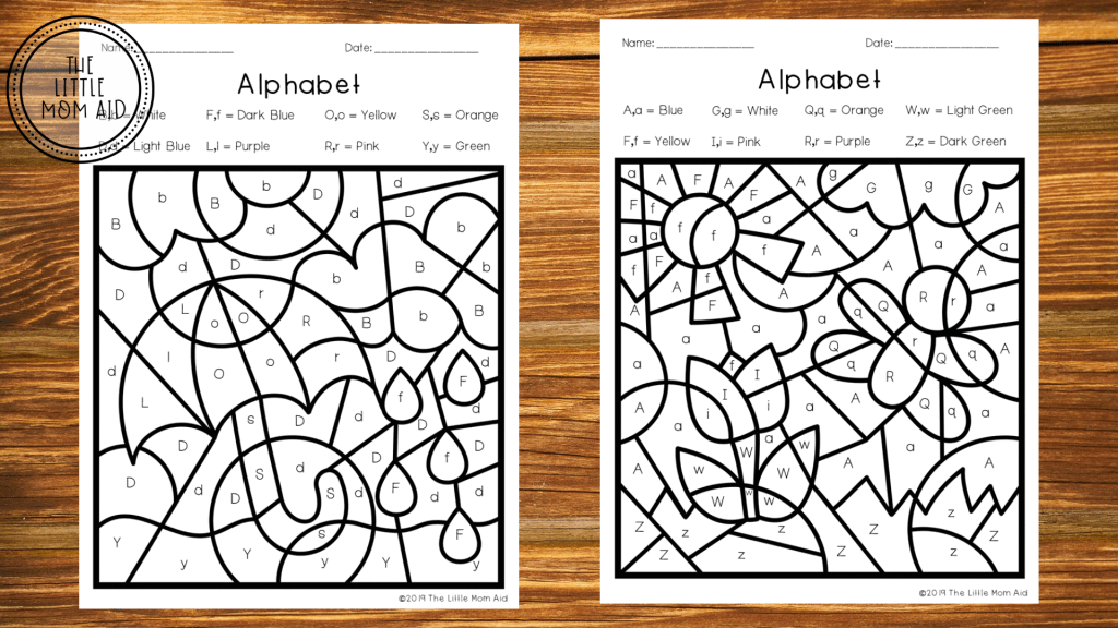 Spring color by letter worksheets
