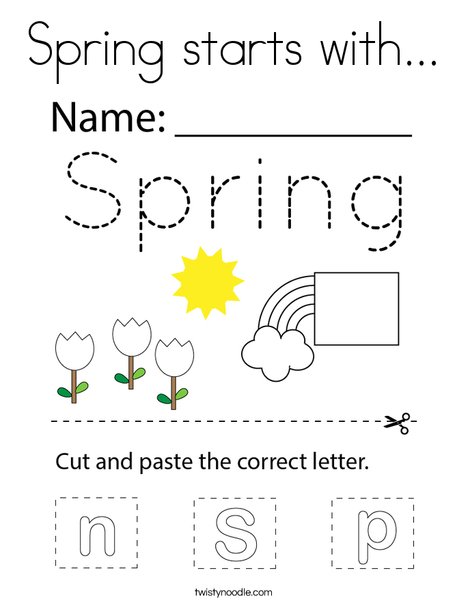 Spring starts with coloring page