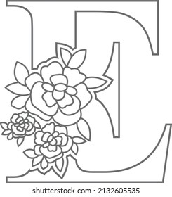 Floral alphabet letter coloring book kids stock vector royalty free