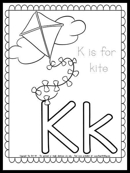 Letter k is for kite free spring coloring page in letter k crafts spring coloring pages letter worksheets for preschool