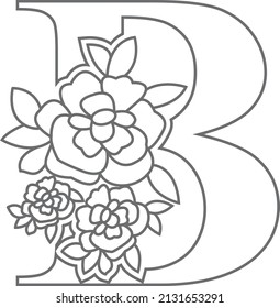 Floral alphabet letter coloring book kids stock vector royalty free