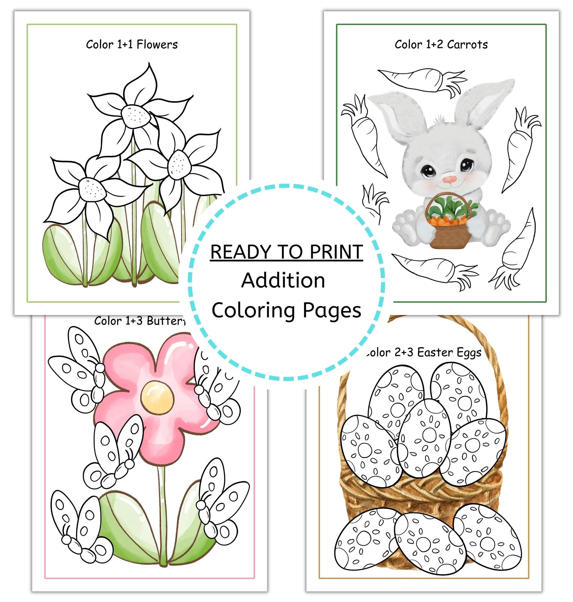 Preschool math worksheets easter coloring pages counting and addition preschool math printable pre