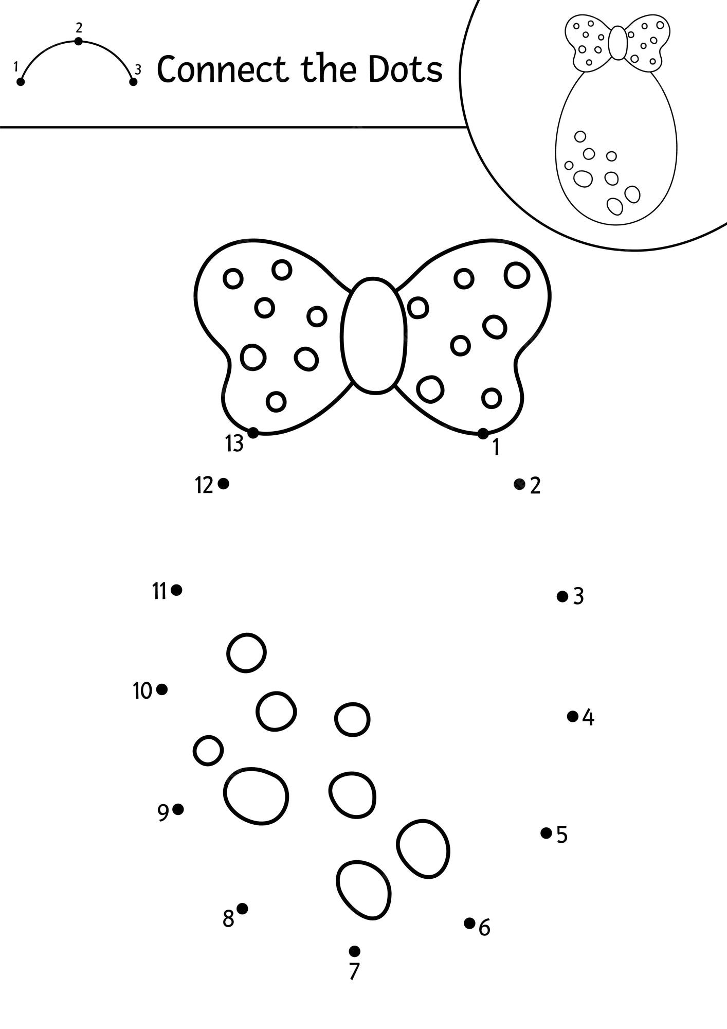 Premium vector vector easter dottodot and color activity with cute egg and bow spring holiday connect the dots game for children with traditional symbol funny adorable coloring page for kids xaxa