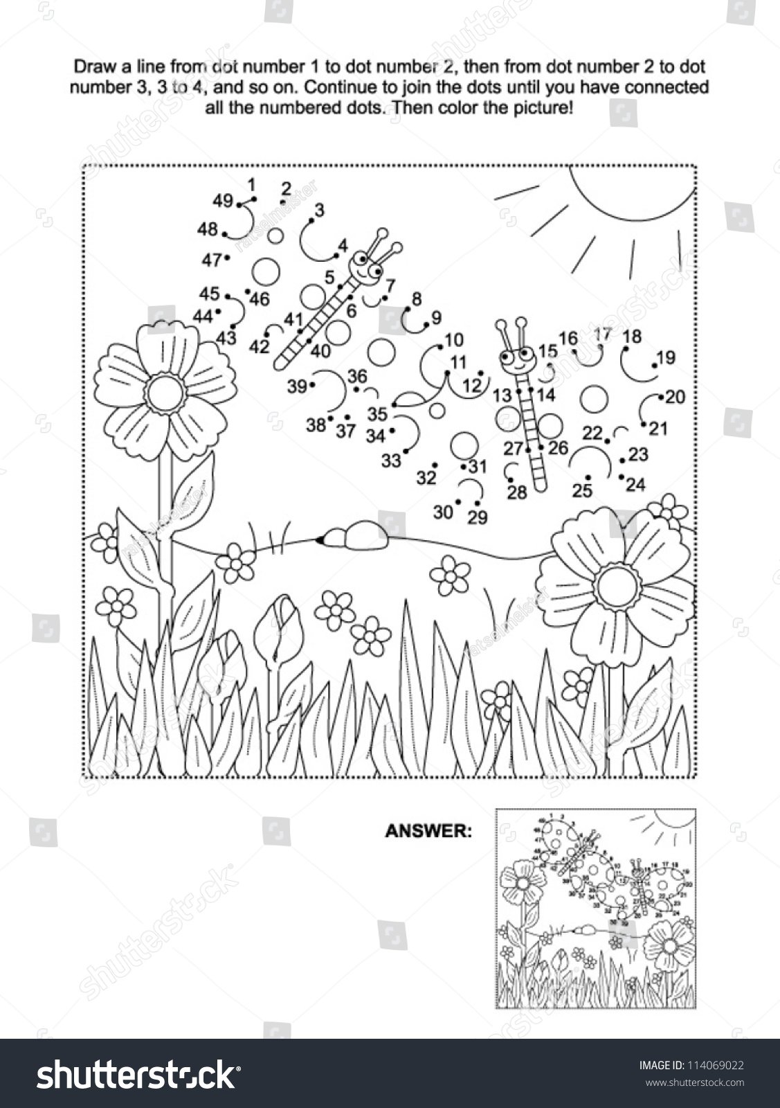 Connect dots picture puzzle coloring page stock vector royalty free