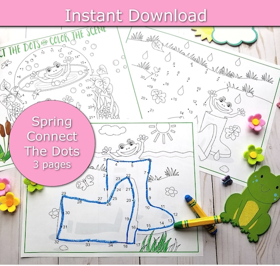 Spring printable activity for kids spring connect the dots frog activity printable spring game for the classroom spring activity