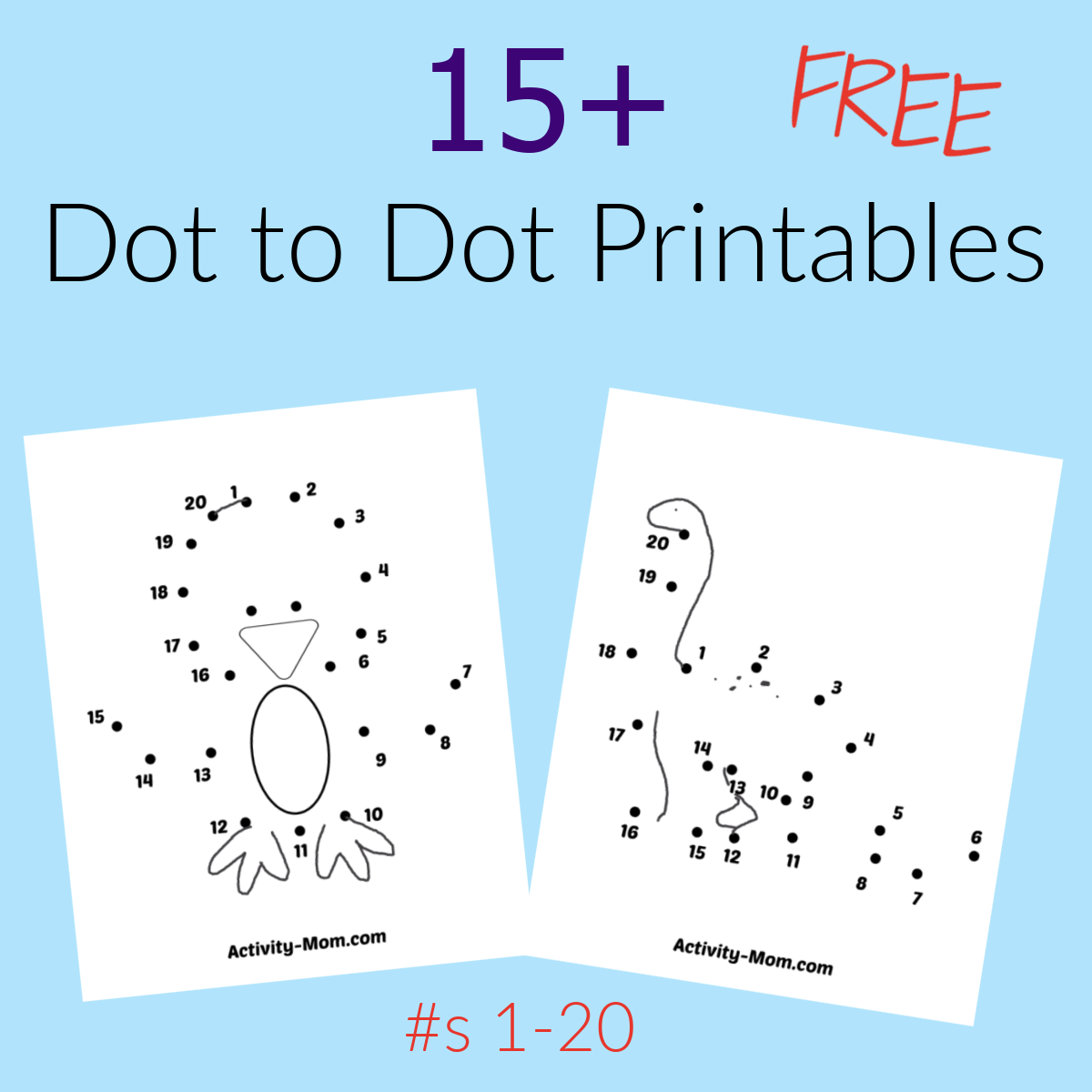 Dot to dot worksheets numbers to free printable