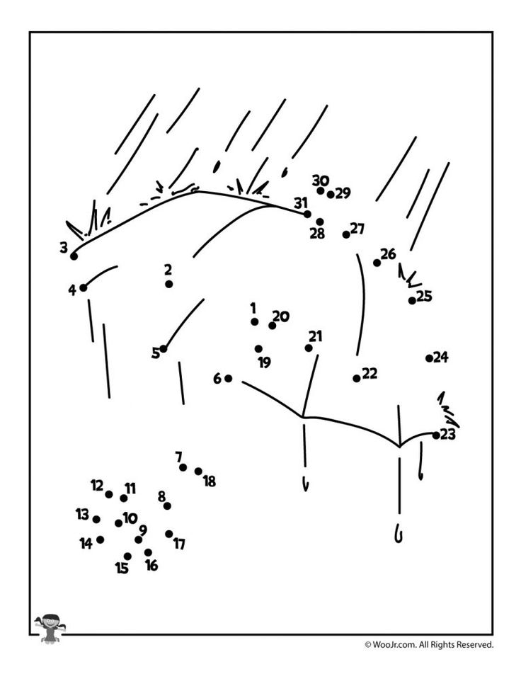 Printable spring dot to dot activity pages woo jr kids activities childrens publishing dots spring umbrella activities