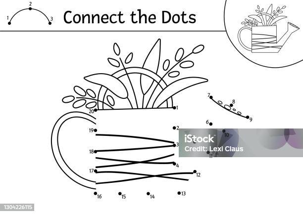 Vector easter dottodot and color activity with cute car with eggs and carrots spring holiday connect the dots game for children with traditional symbol funny adorable coloring page for kids stock illustration