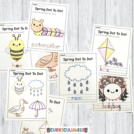 Spring dot to dot printable coloring pages spring activities for preschool