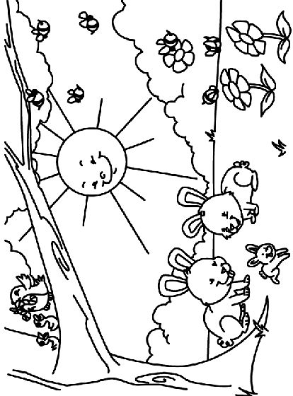 Spring time friends coloring page spring coloring pages coloring pages spring coloring sheets
