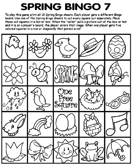 Spring bingo coloring page