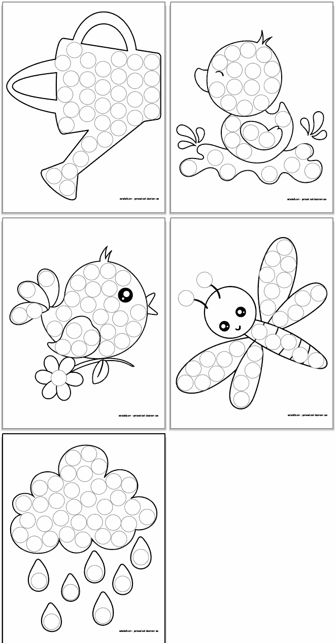 Free printable spring do a dot marker coloring pages