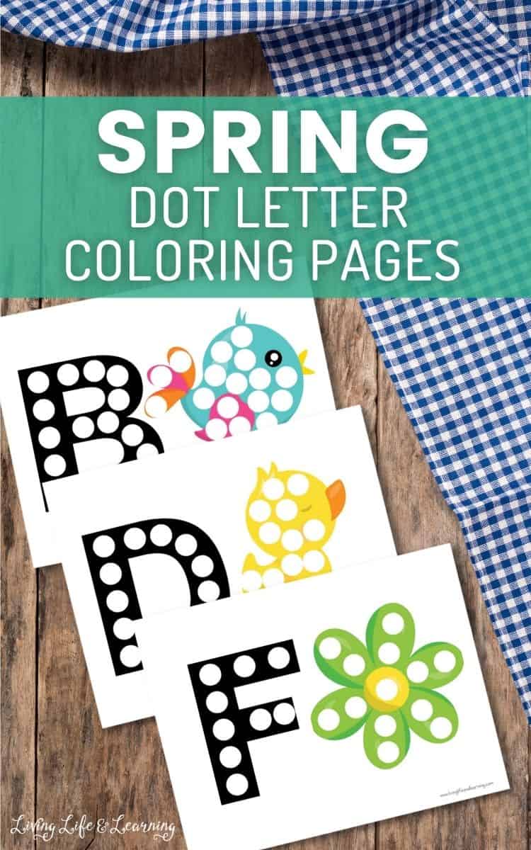 Spring dot letter coloring pages