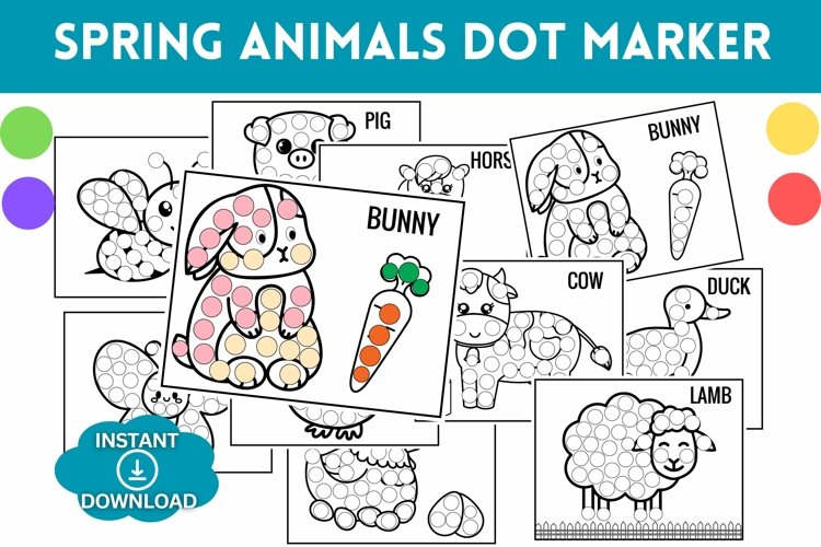 Spring animals dot marker printables bingo markers activity