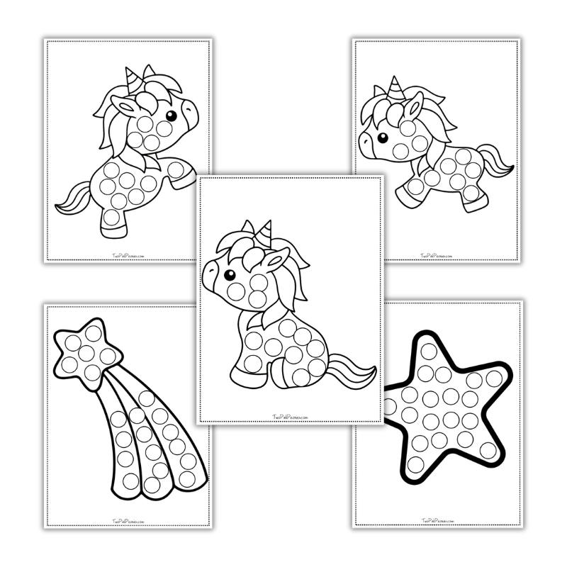 Free spring dot marker pages two pink peonies