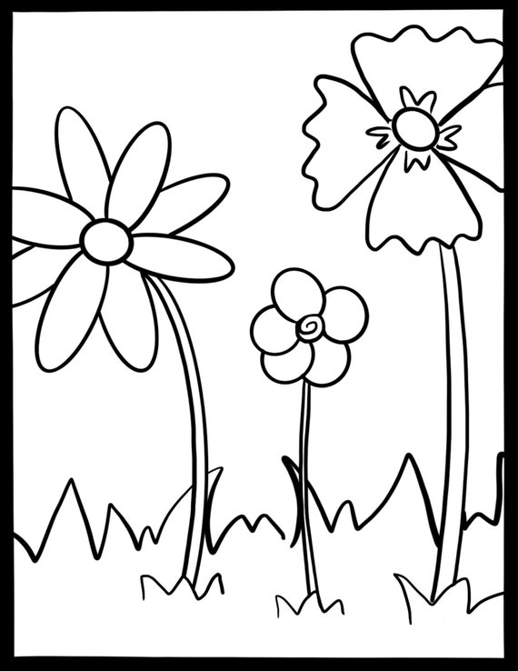 Simple spring coloring pages for kids spring coloring pages spring birthday activity instant download kids coloring book