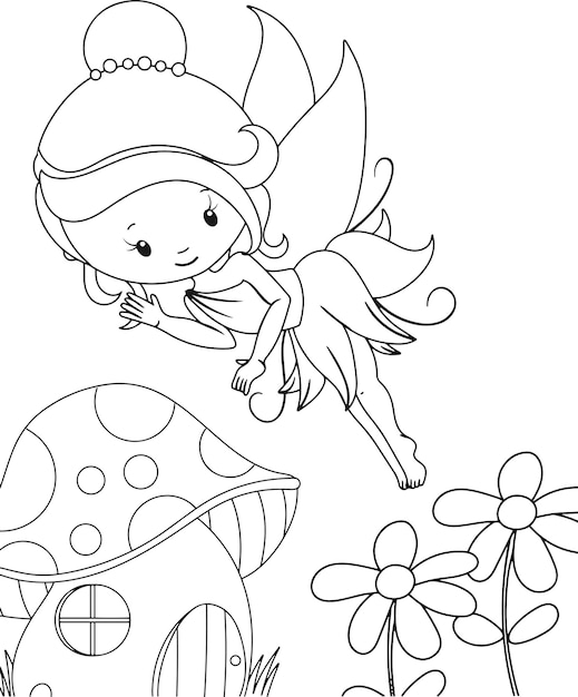 Premium vector spring coloring pages cute hand drawing
