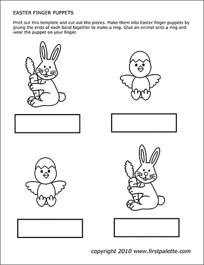 Bunny and chick puppets free printable templates coloring pages