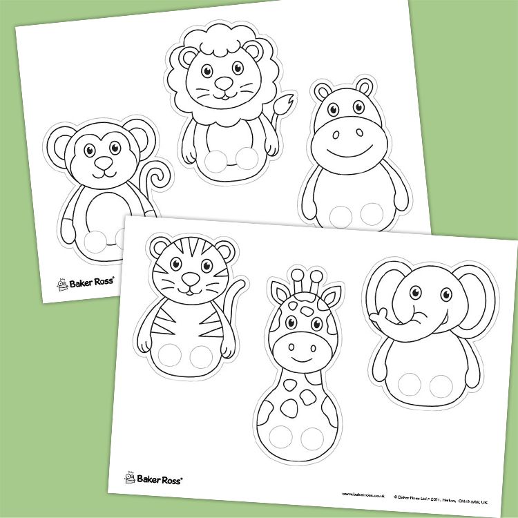 Jungle animal finger puppets craft activity guide baker ross