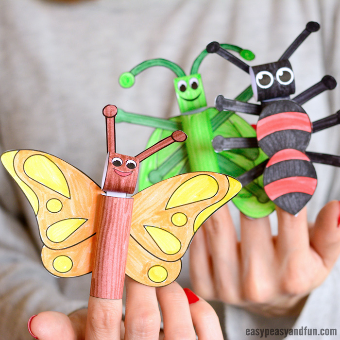 Printable bugs finger puppets