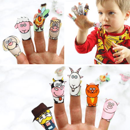 Printable farm animal finger puppets