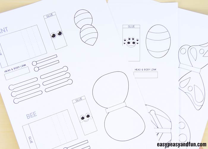 Printable bugs finger puppets
