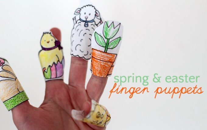 Printable spring finger puppets for pretend play