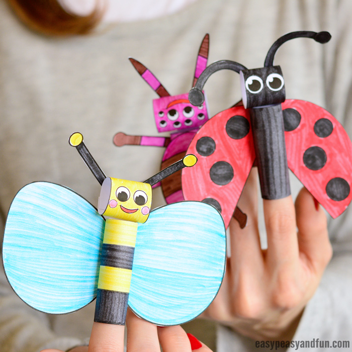 Printable bugs finger puppets