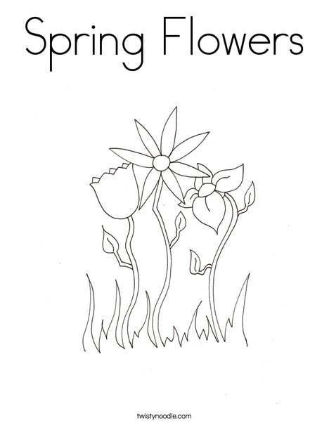 Spring flowers coloring page