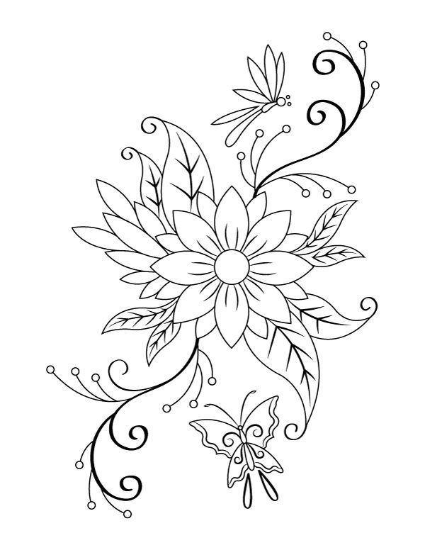 Printable spring flower coloring page printable flower coloring pages flower coloring pages flower pattern drawing