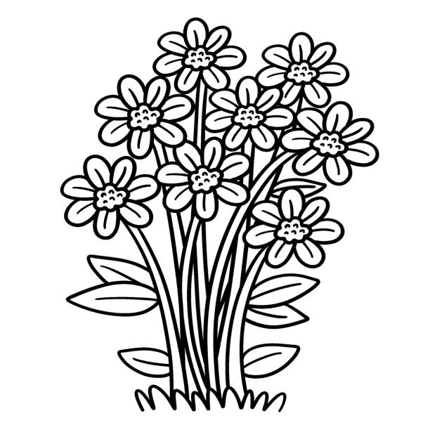 Spring flowers isolated coloring page for kids stock illustration