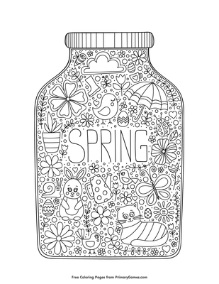 Spring in a jar coloring page â free printable pdf from