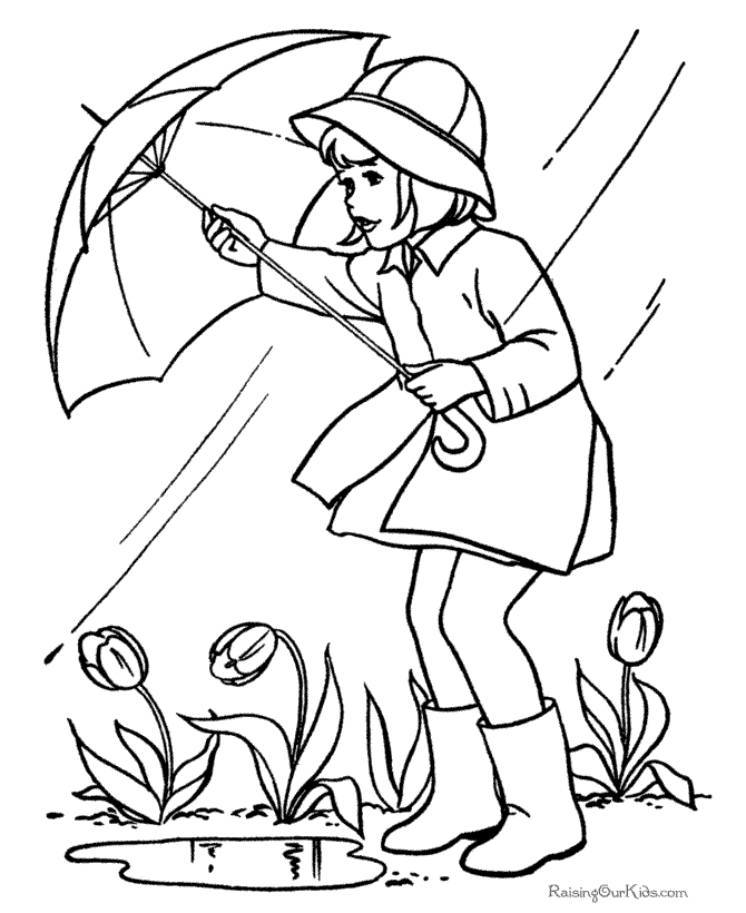 Spring rains coloring page