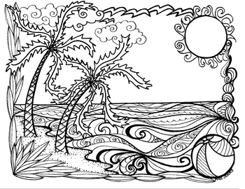 Summer at the beach coloring page back to school spring by miss jenny designs
