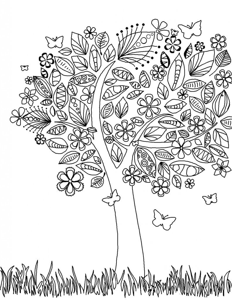 Spring coloring pages for adults