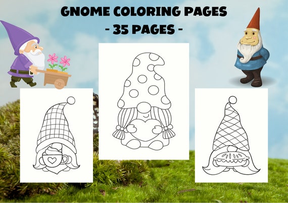 Beautiful gnomes coloring pages printable pages gnome life coloring book for stress relief and relaxation download now