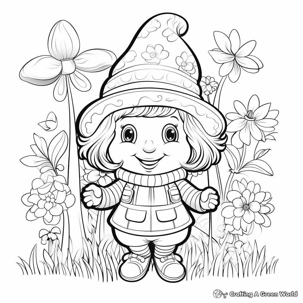 Spring gnome coloring pages