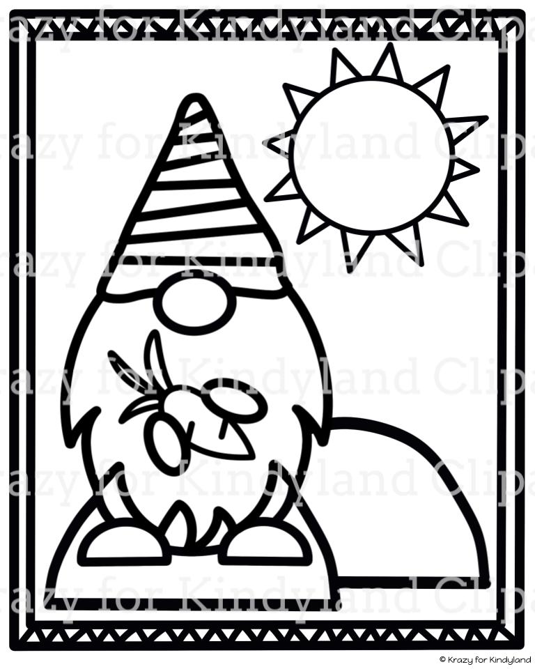 Spring gnomes easter coloring pages booklet for march and april