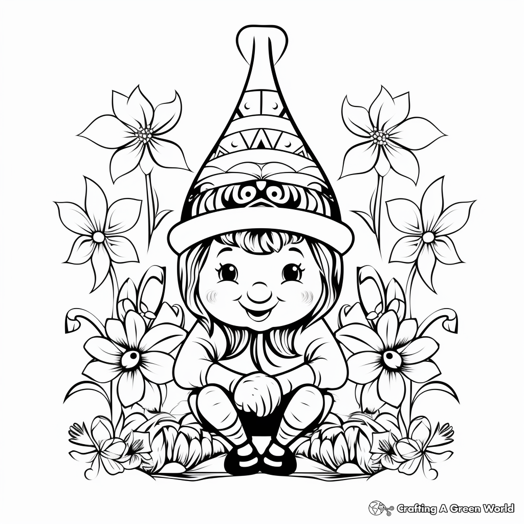 Spring gnome coloring pages