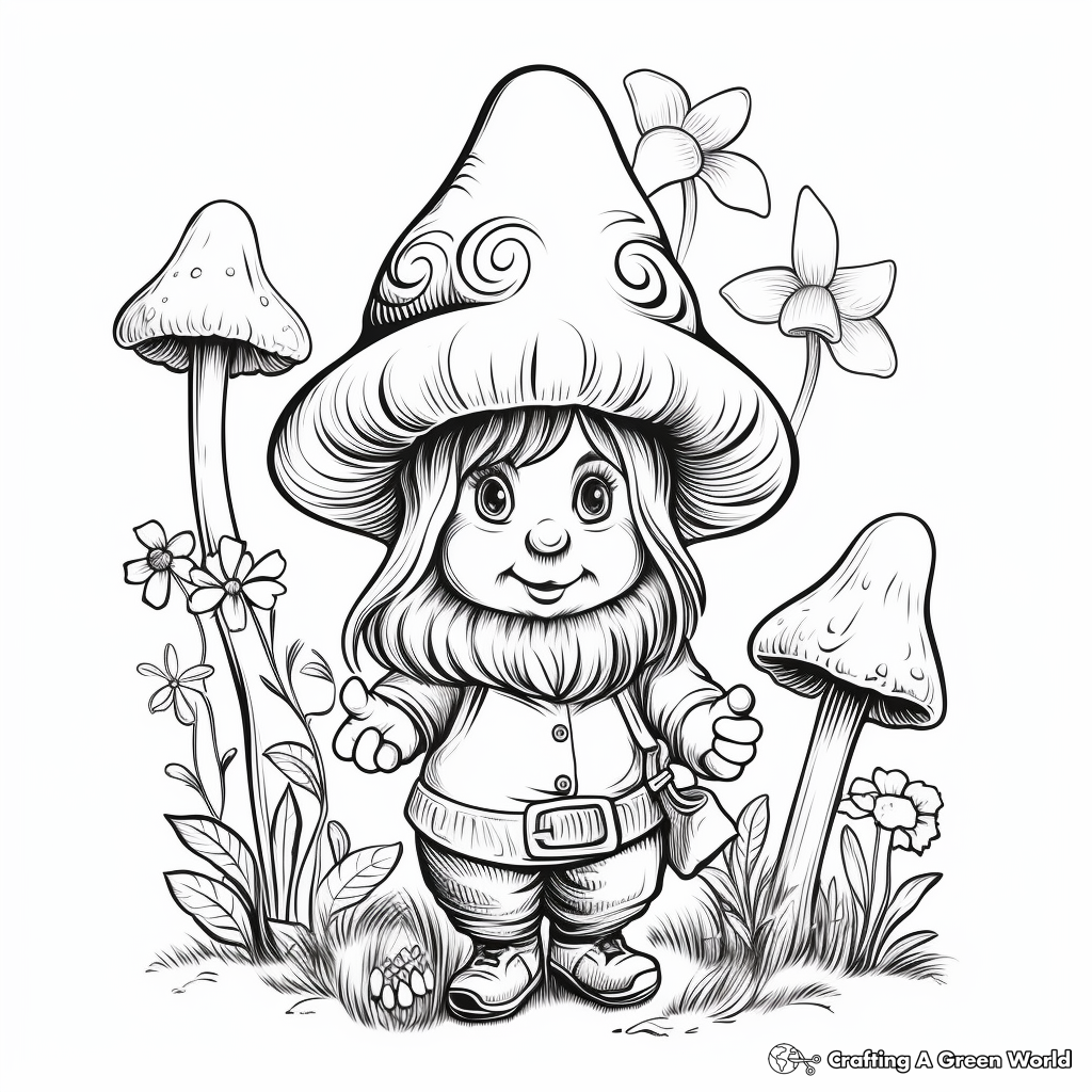 Spring gnome coloring pages
