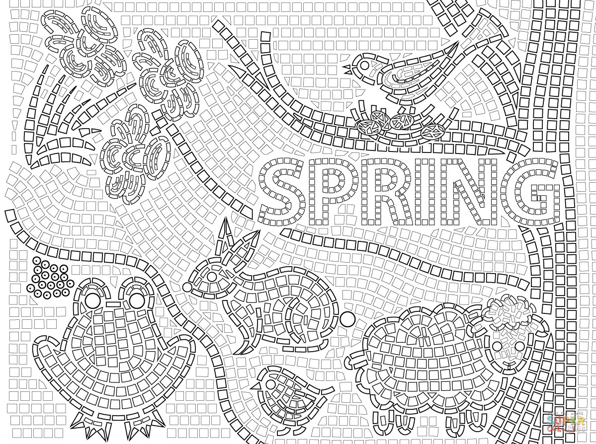 Spring mosaic coloring page free printable coloring pages coloring pages coloring pages to print coloring pages inspirational