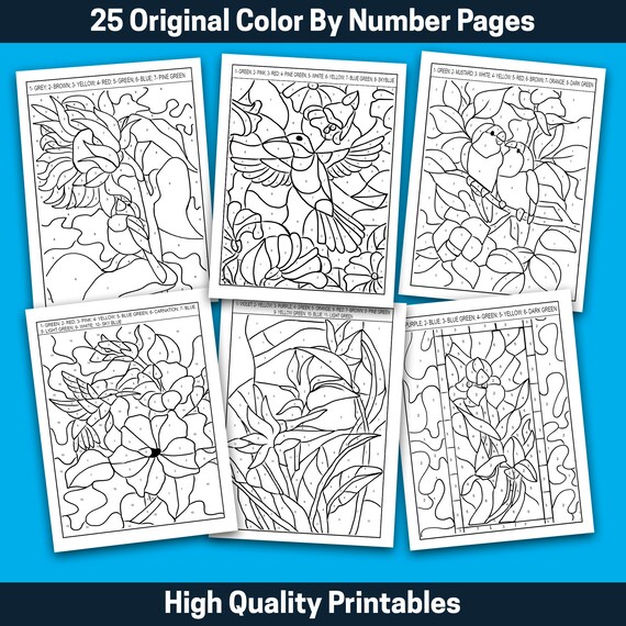 Best value springtime mosaic color by number instant download coloring book w flowers spring scenes geometric hidden pictures