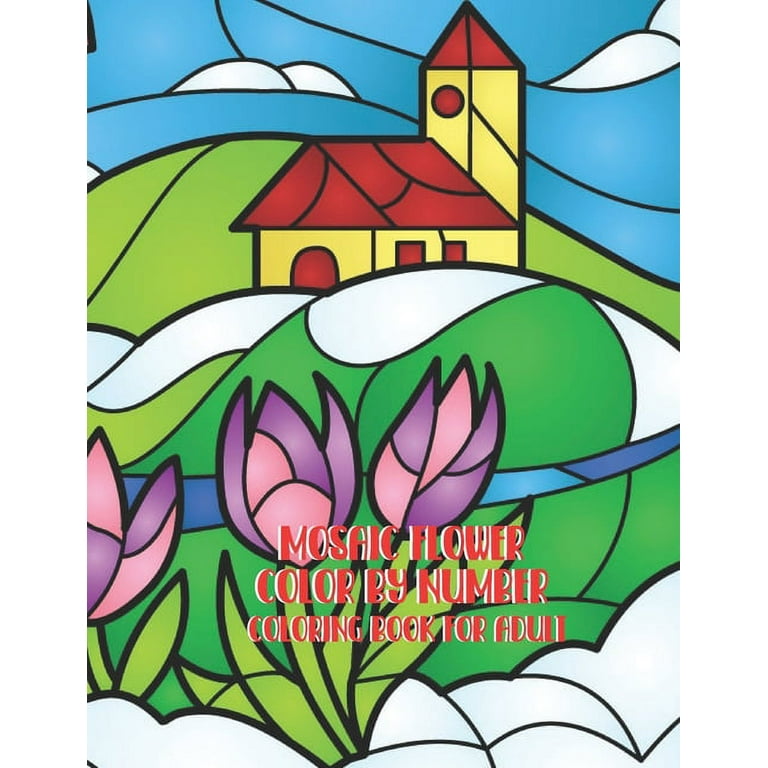 Mosaic flower color by number coloring book for adult large print unique mosaic color by number design for drawing and coloring stress relieving for kids relaxation creative haven color by number