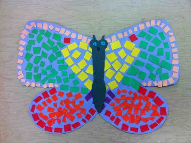 Tiny hands art spring paper mosaics