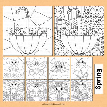 Spring coloring pages math activities flower bulletin board pop art craft shape spring coloring pages coloring pages pop art coloring pages